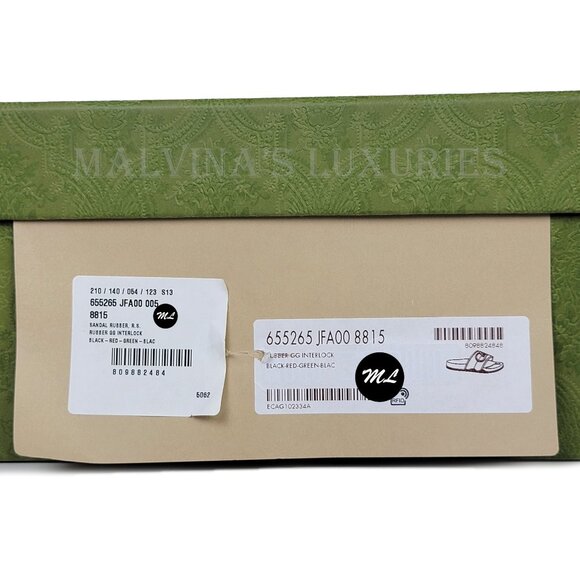 GUCCI SHOES MEN INTERLOCKING G LOGO RUBBER SLIDES w WEB STRIPE sz 9 / 9.5 - Picture 15 of 15